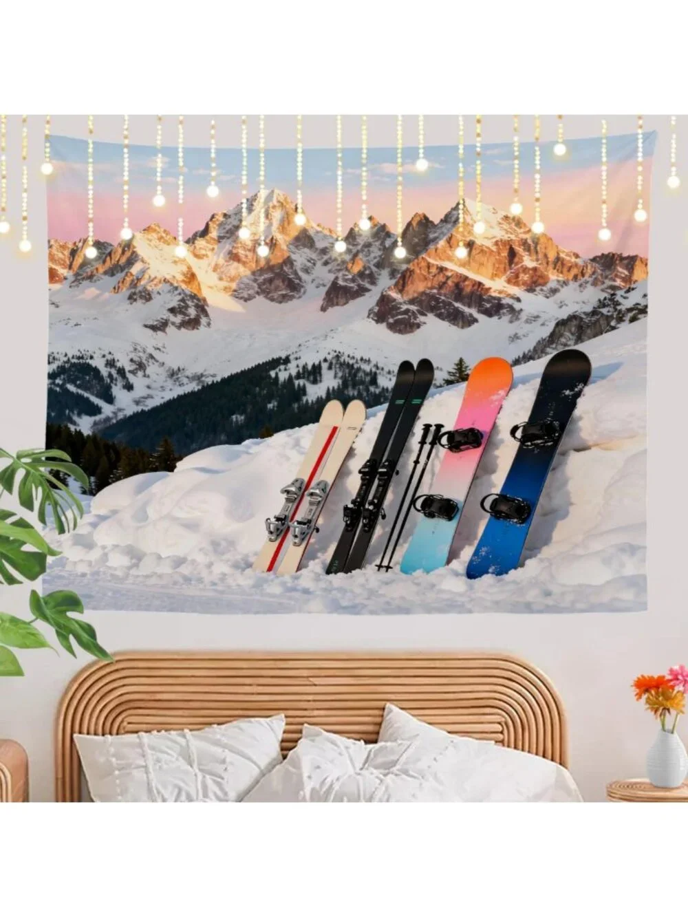 Large Snowboard Tapestry Wall Hanging - Psychedelic Ski Mountains Decor 59